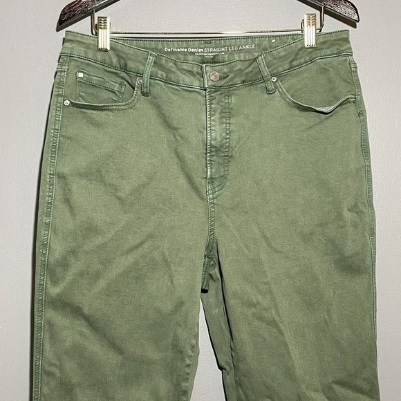 Chico Define Me Denim Pants Straight Ankle Chino Khaki Women Size 14R 2.5R Green - Picture 3 of 12